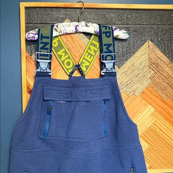 Free People Hit the Slopes Salopette Fleece Sherpa Overalls Blue Large - Picture 7 of 11